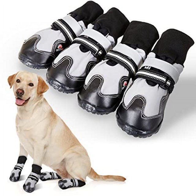 Dog Shoes and Dog Boots for Winter Reflective Waterproof Durable Tpr