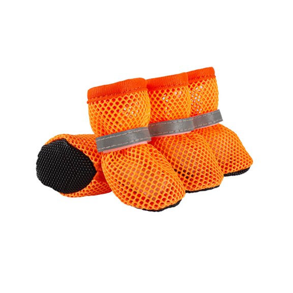 Dog Shoes for Small Dogs Dog Boots for Small Dogs Breathable Mesh Reflective Dog Booties and Paw Protectors Non Slip Orange Small Size Pack of 4