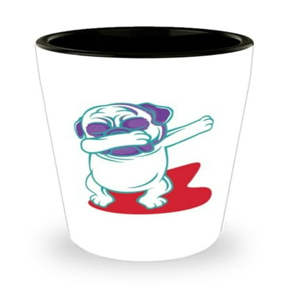 Dog Shot Glass, Dabbing French Bulldog, Cute Pet Gift, Mini Glassware, 1.5oz Cup