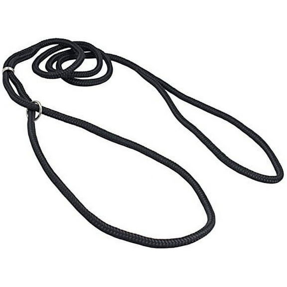 Dog Show Lead Braided Tubular Nylon 52" Long (Small: diam 1/4"(6mm), Black)