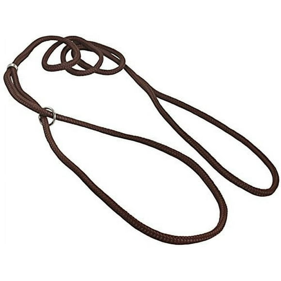 Dog Show Lead Braided Tubular Nylon 52" Long (XSmall: diam 5/32"(4mm), Brown)