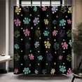 thumbnail image 1 of Dog Shower Curtain Colorful Paw Print Shower Curtain Cute Dog Cat Pet Paw Animal Lover Claw Footprint Modern Shower Curtain Set Bathtub Curtain Decor with 12 Hooks 72x72 inches, 1 of 6