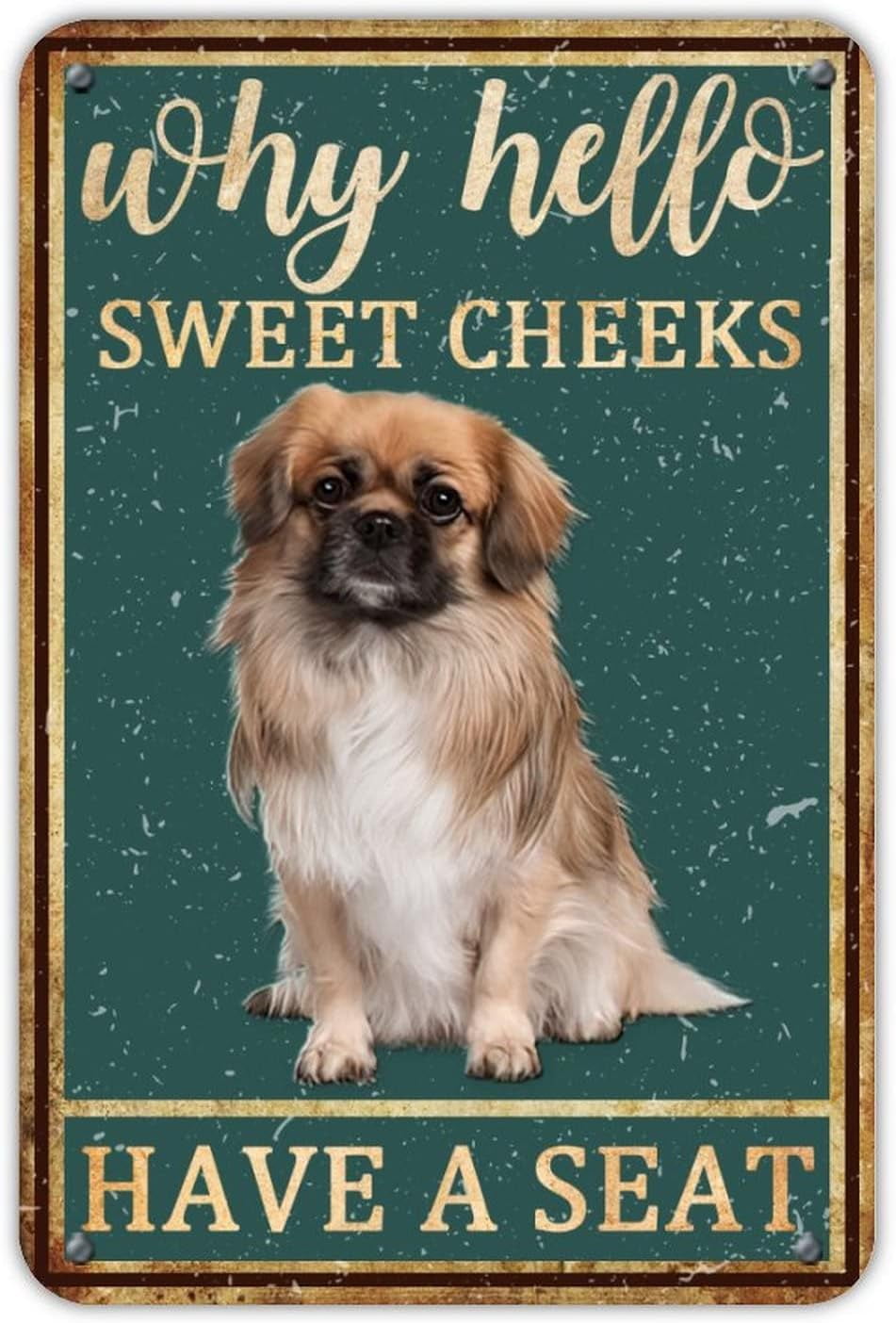 Dog Sign Why Hello Sweet Cheek Sign Funny Bathroom Decor Sign Funny ...