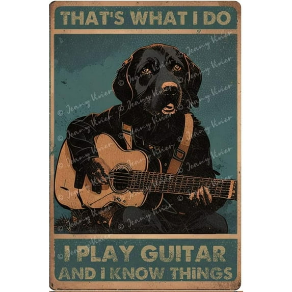 Dog Signs For Home Decor, That's What I Do I Play Guitar and I Know Things Dachshund Sign, Dachshund Wall Decor, Dachshund Gifts, Home Art Wall Decoration Plaque Gift 12x16 Inches