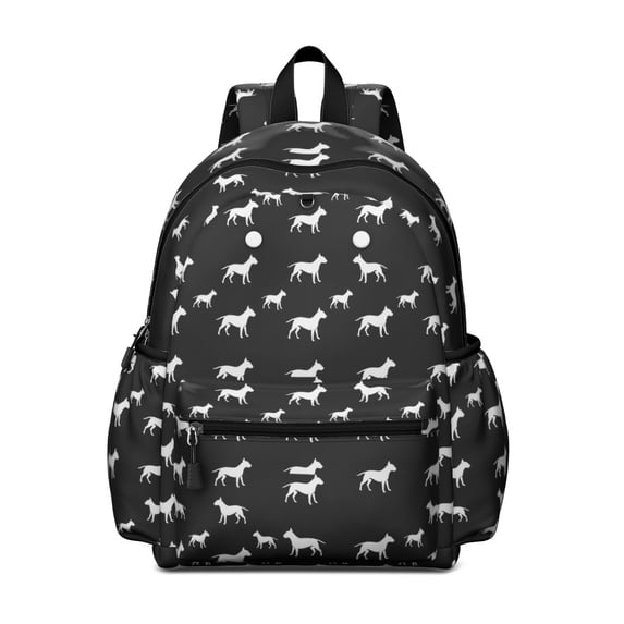 Dog Silhouette Black Pattern Backpack for School, Cute School Bag with Adjustable Shoulder Straps and Padded Back, 13.4"x11"x4.7"