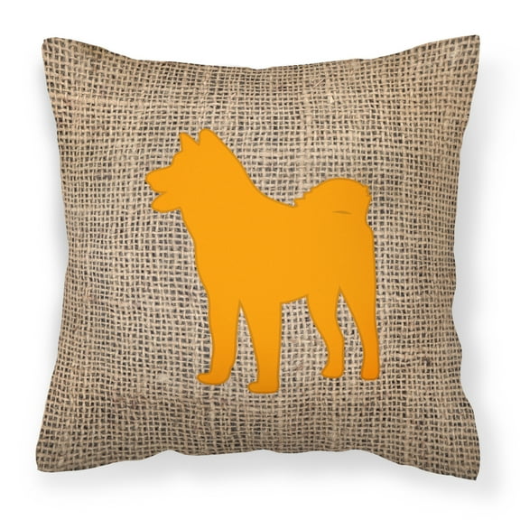 Dog Silhouette Burlap Fabric Decorative Pillow