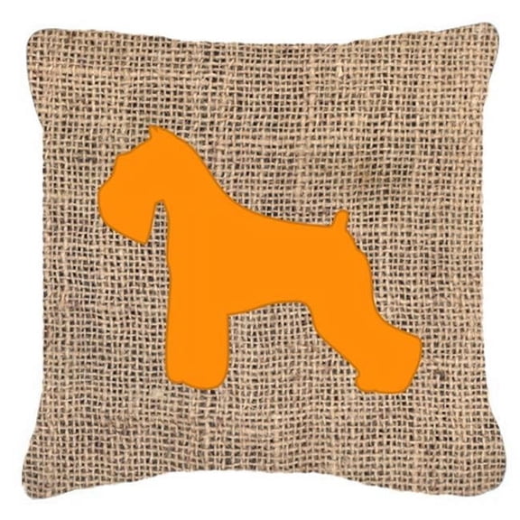 Dog Silhouette Burlap Fabric Decorative Pillow