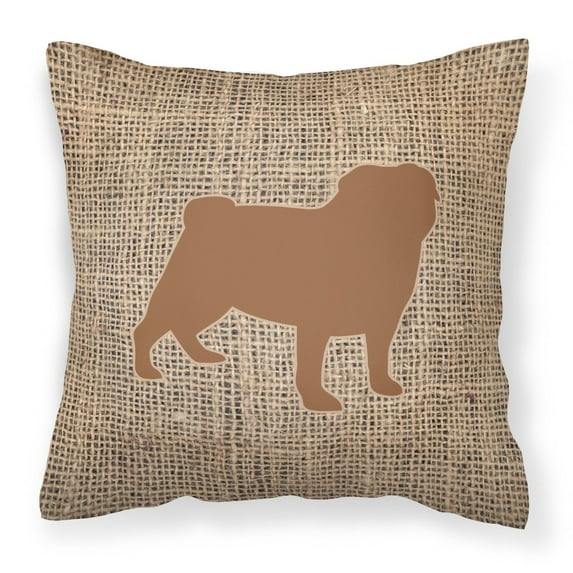 Dog Silhouette Burlap Fabric Decorative Pillow