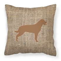 Dog Silhouette Burlap Fabric Decorative Pillow