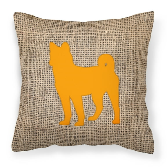 Dog Silhouette Burlap Fabric Decorative Pillow