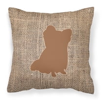 Dog Silhouette Burlap Fabric Decorative Pillow