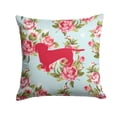 thumbnail image 1 of Dog Silhouette Shabby Chic Roses Fabric Decorative Pillow, 1 of 4