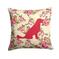 thumbnail image 1 of Dog Silhouette Shabby Chic Roses Fabric Decorative Pillow, 1 of 4