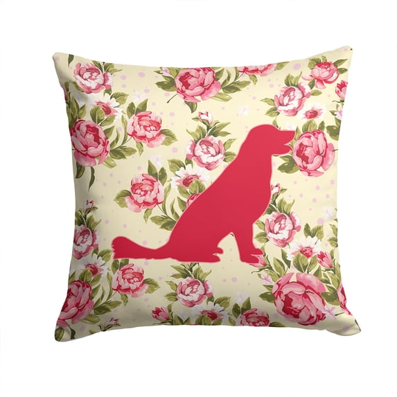 Dog Silhouette Shabby Chic Roses Fabric Decorative Pillow