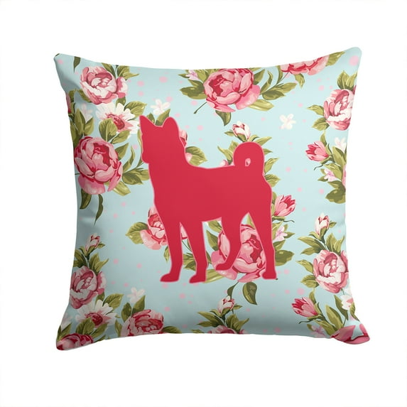Dog Silhouette Shabby Chic Roses Fabric Decorative Pillow