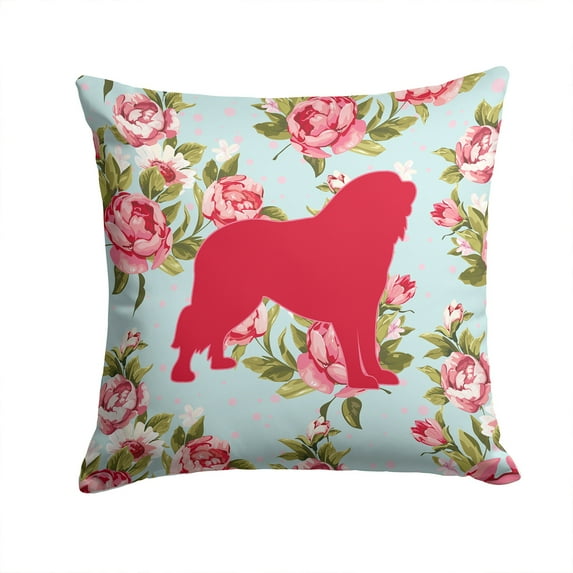 Dog Silhouette Shabby Chic Roses Fabric Decorative Pillow