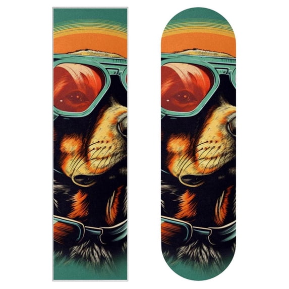 Dog Skateboard Stickers Pack of Two - Emery Surface, PVC Back Material, 8.8x32.6in/22.4x83 cm Size