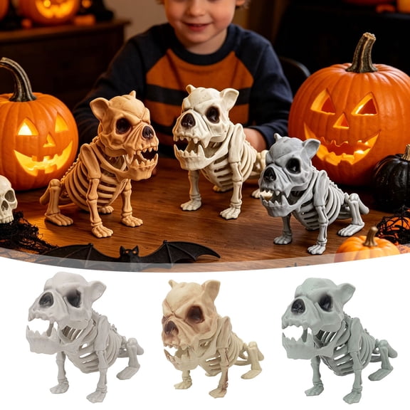 Dog Skeleton Halloween Decorations,Animals Halloween Skeleton for Indoor Outdoor Halloween Decor,Desktop Ornament Plastic Scary Party Haunted House Decoration