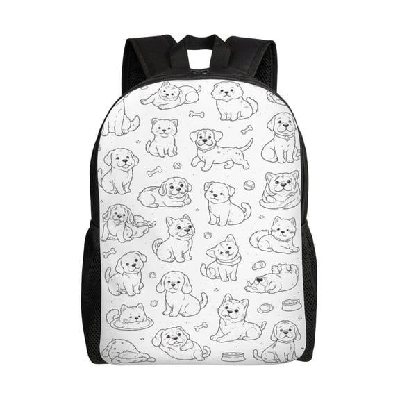 Dog Sketch Line Art Backpack Large Capacity Laptop Bag for Men and Women