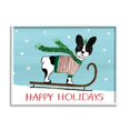 thumbnail image 1 of Dog Sledding Holiday Snowscape Scene Falling Snowflakes Animals & Insects Painting Framed Art Print Wall Art, 1 of 5