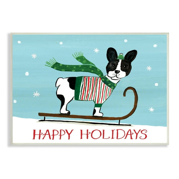 Dog Sledding Holiday Snowscape Scene Falling Snowflakes Animals & Insects Painting Unframed Art Print Wall Art