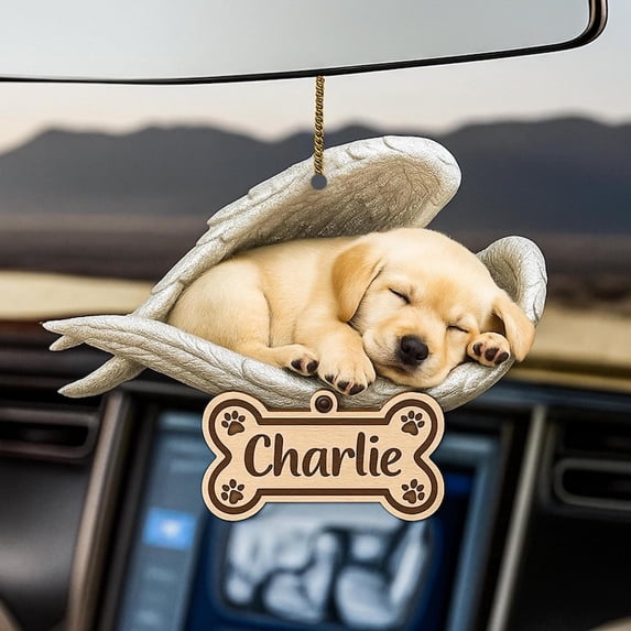 Dog Sleeping Angel Ornament Acrylic 2D Pet Memorial Personalized ...