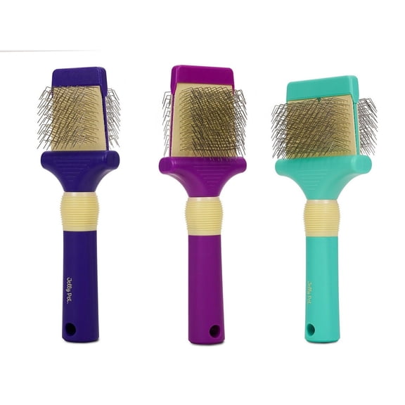 Dog Slicker Brushes Fine Coarse Double Sided 2 in 1 Flexible Style Longer Pin (Full Set - All 3 Brushes)