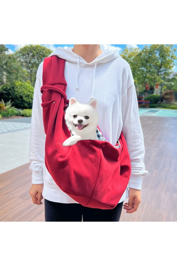 Dog Sling Bag, Pet Backpack, Small Cat and Dog Carrier, Shoulder Bag with Breathable Polyester, Removable Washable Pad, and Storage Pockets for Comfortable Travel All-Season Outings