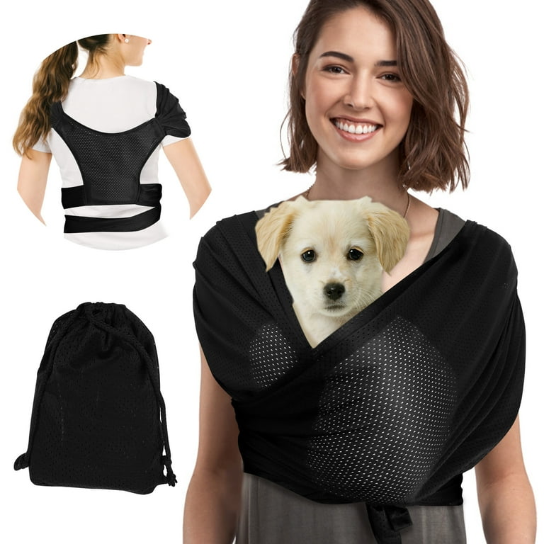 Dog Sling Carrier for Small Dogs Front Facing Dog Sling Carrier Hands Free Cat Carrier Pet Sling Carrier Double Shoulder Strap Design Cat Sling Carrier Accommodate Small Pets Weighing up to 20lbs 9kg