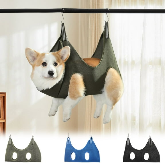 Dog Sling Nail Trimming Hammock | Pet Grooming Hanging Restraint for Cats Small Breeds | Kit Includes 1 Nail Clipper, 1 File, 1 Comb, Carabiners | 4-15 lbs