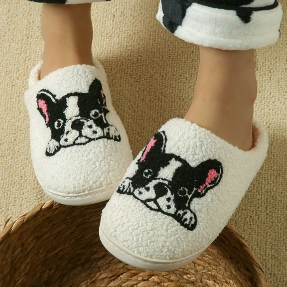 Dog Slippers for Women and Men with Cute Embroidered Design Cozy Plush Indoor House Shoes with Memory Foam and Non Slip Sole Unisex Fit