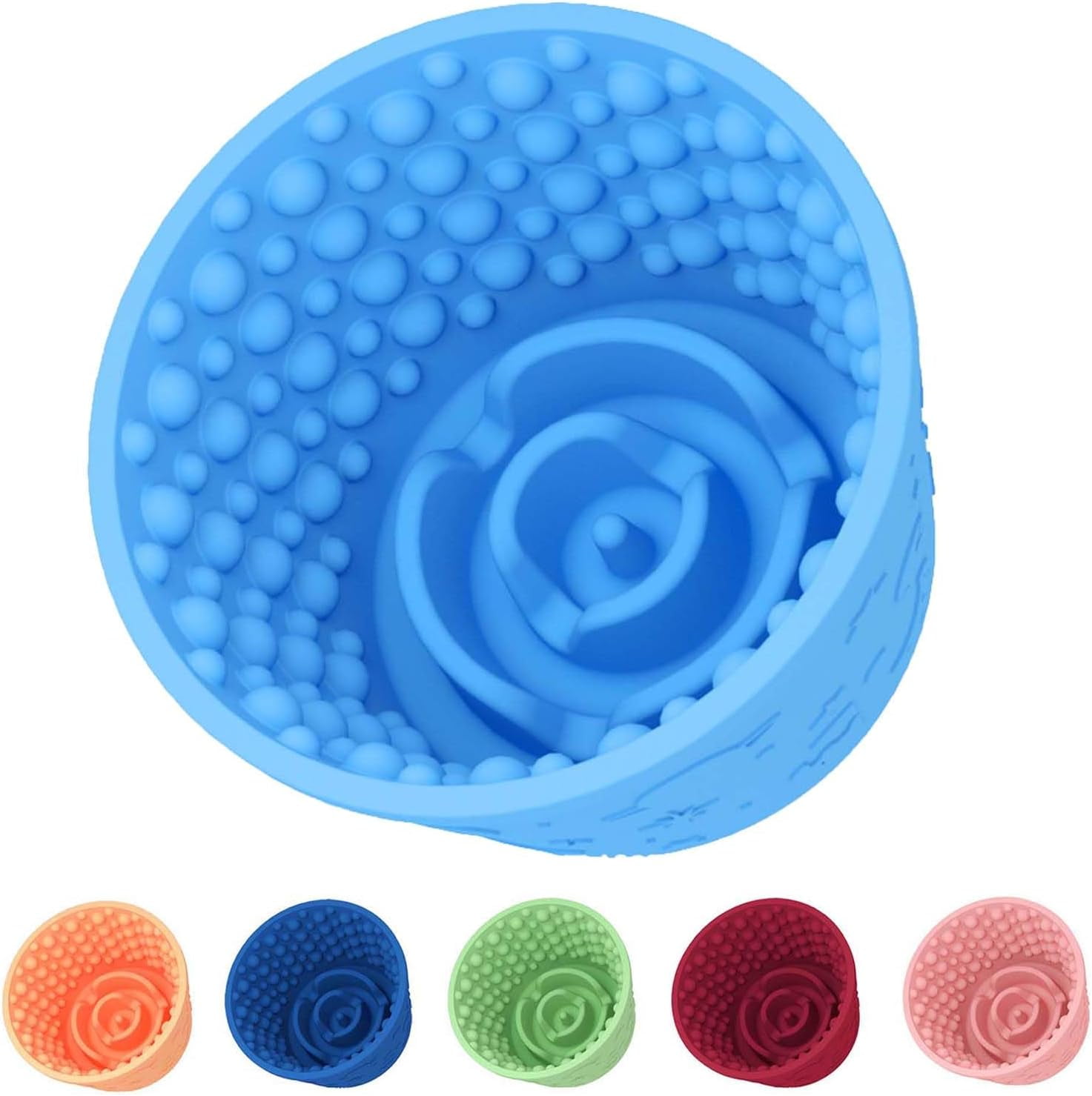 Dog Slow Feeder Lick Bowl, Non-Slip Licking Treat Dispenser, Slow Feeder Dog Bowls for Small Medium Large Breed Dogs, Anxiety Relief & Anti-Choking, BPA Free Silicone (Light Blue, 1.6 Cup)