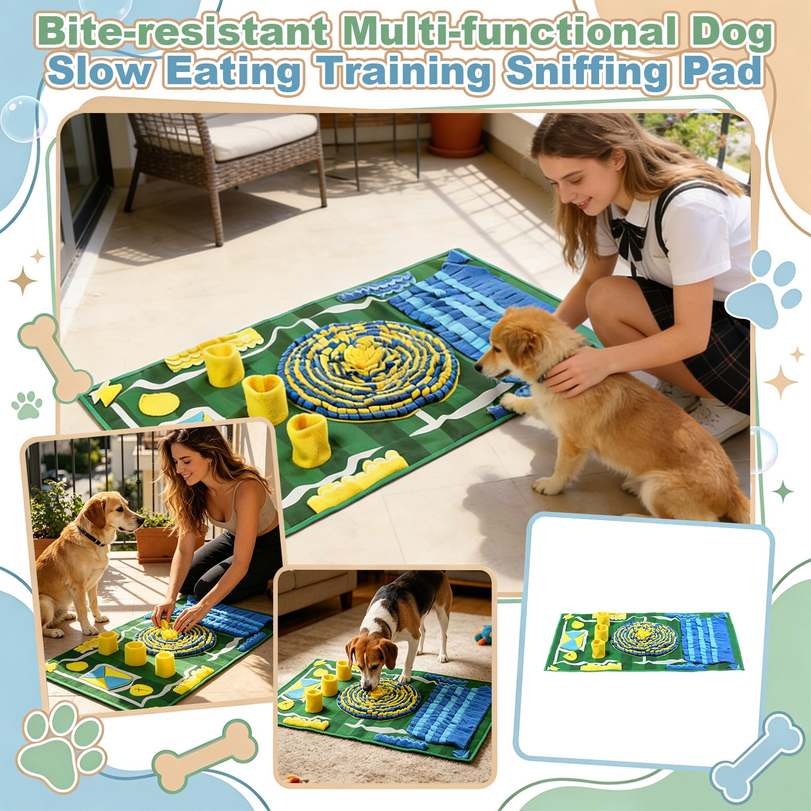 Dog Slow Feeder, Puzzle Feeder Dog, Dog Puzzle Feeder, Dog Feeder Puzzle, Large Dog Feeder, 36X20 In, Washable Fabric, Interactive Dog Toys, Dog Mental Stimulation, Dog Relaxation