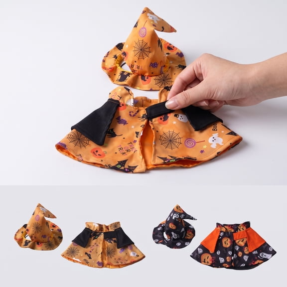 Dog, Small Dog Halloween, Halloween Costumes for Small Dogs, Dog Clothes for Small Dogs, Halloween Witch Themed Pet Set Includes Printed Wizard Hat and Matching Cape Outfit,