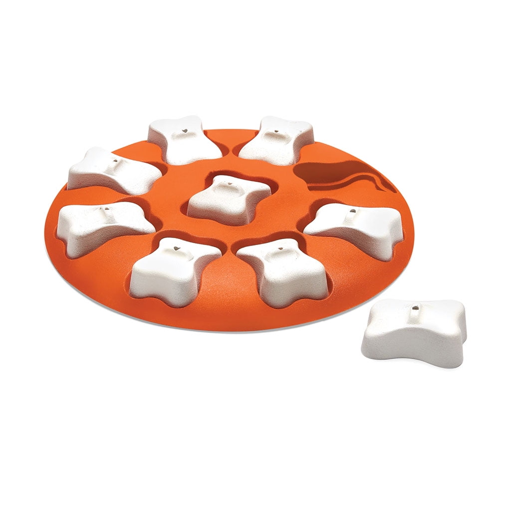 Orange and White Interactive Dog Treat Puzzle Dispenser