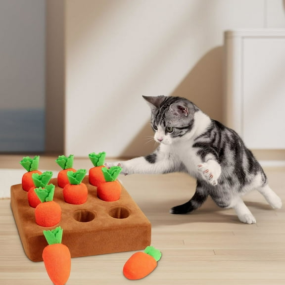 Dog Sniff Game Activity Mat Puzzle Toy with 9 Carrots, Interactive Olfactory Trainer for Foraging Behavior and Mental Stimulation, Indoor Outdoor Pet Enrichment for Puppies and Adult Dogs