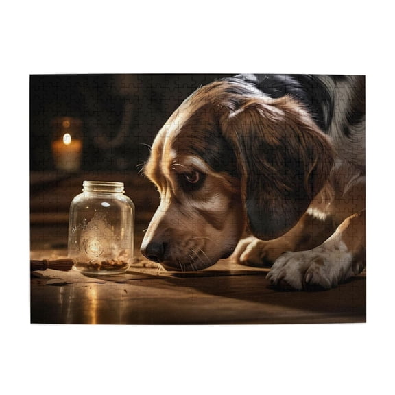 Dog Sniffing Jar Curiosity 1000-Piece Wooden Jigsaw Puzzle for Adults, Fun & Challenging Family Game, Stylish Wall Decor & Holiday Gift