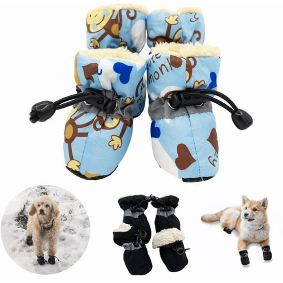 Dog Snow Boots, Dog Shoes for Winter, Dog Winter Boots for Small Medium Dogs Puppies, Dog Boots Paw Protectors with Anti-Slip Sole and Plush (Blue, Size 5)