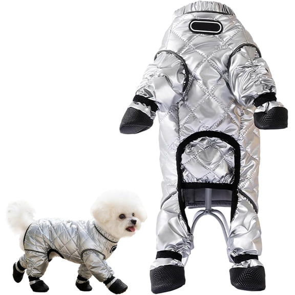 Dog Snow Suit, Full Body Waterproof Coat with Reflective Trim and Paw Protectors, Winter Cold Weather