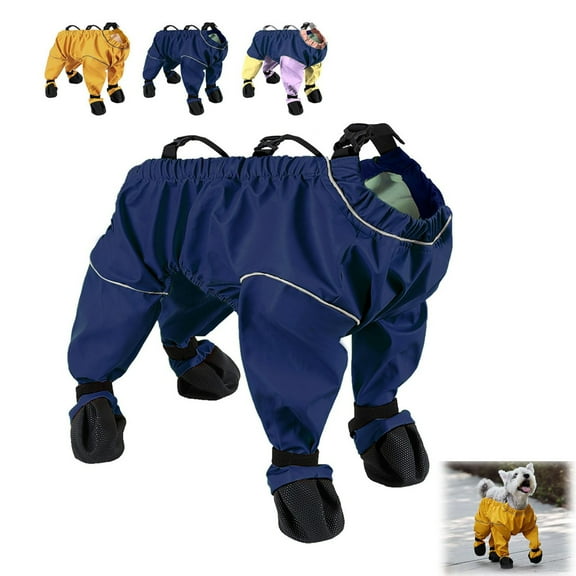 Dog Snowsuit with Attached Boots, Waterproof Anti-Slip Dog Leggings with Adjustable Suspenders, Paw Protector Pants for Outdoor Winter Snow Rain Hiking and Walking
