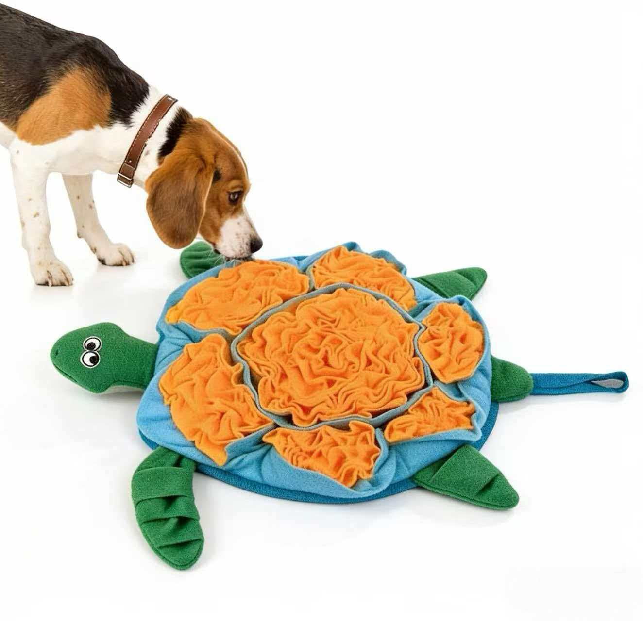 Dog Snuffle Mat, Interactive Turtle Foraging Mat for Mental Stimulation, Slow Feeder Puzzle Toy for Small to Medium Dogs, Nosework Training & Stress Relief Pet Enrichment Mat, Machine Washable