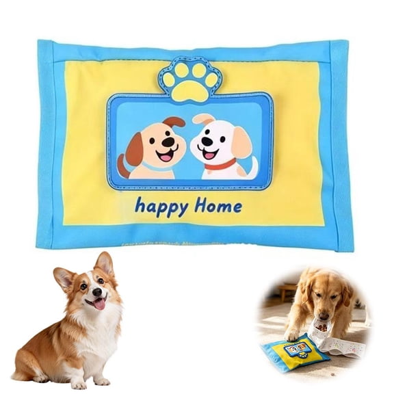 Dog Snuffle Toy Tissue Box Puzzle, Interactive Hide and Seek Treat Dispenser with Squeaker, Mental Stimulation Nosework Game for Boredom Relief, Oxford Cloth for Small Medium Dogs