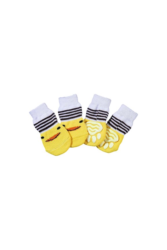 Dog Socks For Small Dogs, Non Slip Dog Socks, Dog Socks For Hardwood Floors Anti Slip, Yellow Knit, 4 Pc, Paw Traction Protection, Indoor Pet Wear