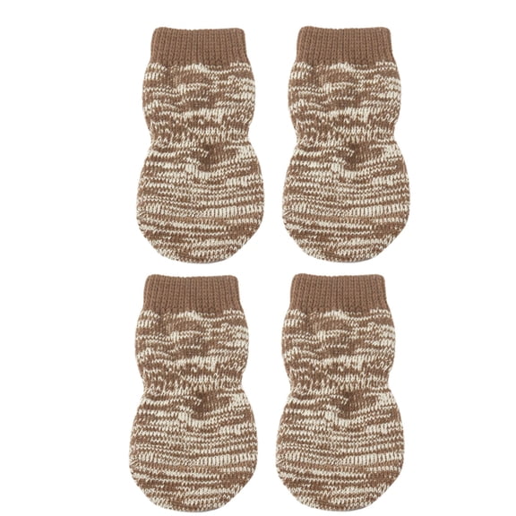 Dog Socks to Prevent Licking Paws,Dog Shoes for Hot Pavement,4 Pcs Double Sided Anti Slip Dog Socks with Grippers,Dog Booties for Small Medium Large Senior Dogs,British Style(Brown,2XS)