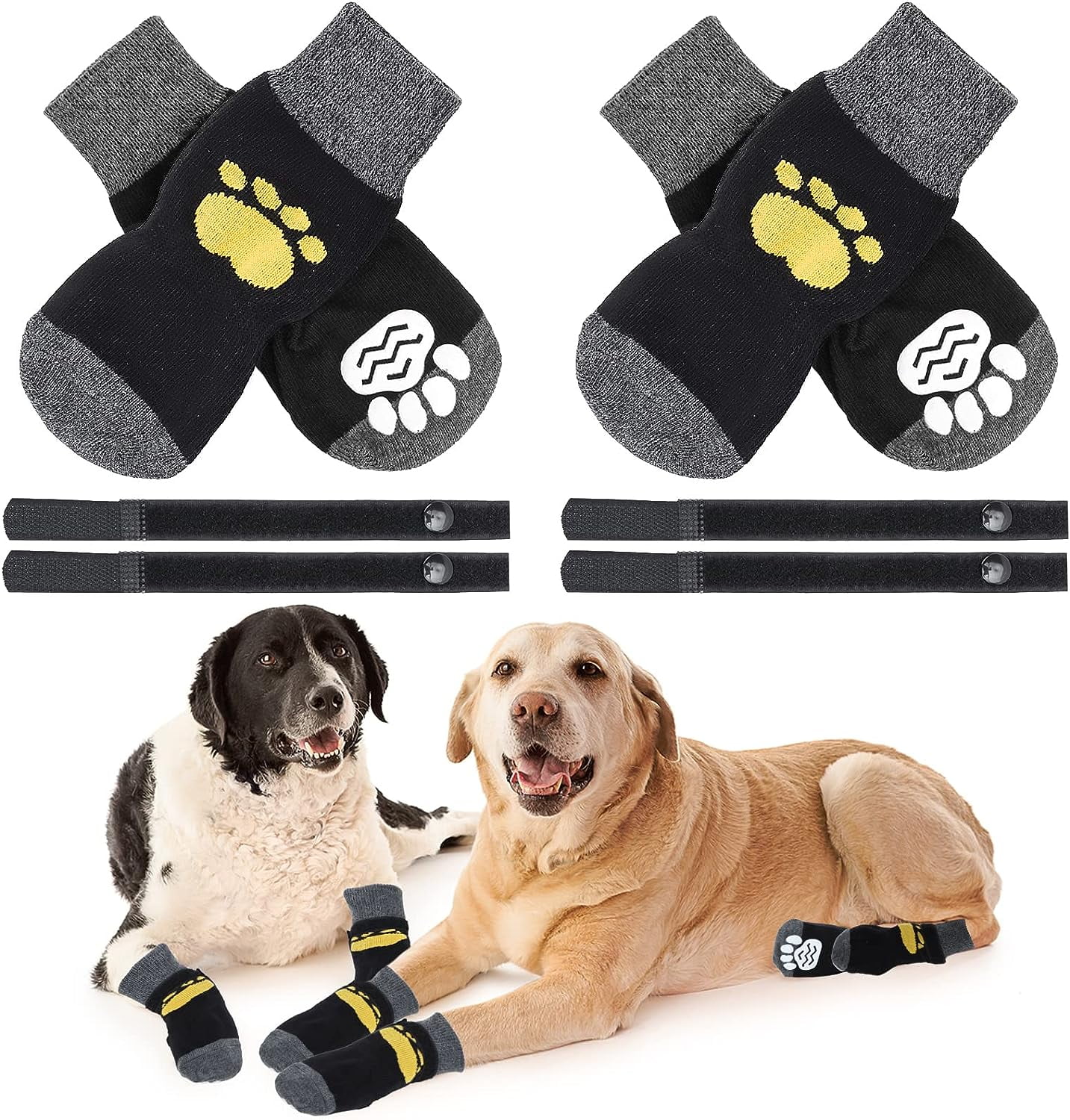 Dog Socks for Hardwood Floors to Prevent Licking,Dog Boots Paw Protector  with Non Anti Slip, Dog Grips for Large Senior Dogs,Pack of 4