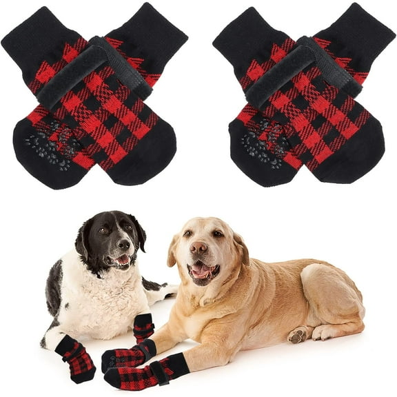 Dog Socks for Hardwood Floors to Prevent Licking,Dog Boots Paw Protector with Non Anti Slip, Dog Grips for Large Senior Dogs,Pack of 4