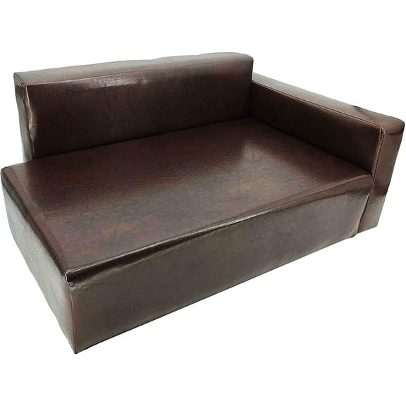 Dog Sofa Bed Brown Synthetic Leather Recliner L Lounge Chair Couch Seat Chaise 30x20x13 Seating Area is 27x16" Great for Smaller Dogs Parts Nested Peel Black Liners to find Smaller Parts 10058NEW-NPF