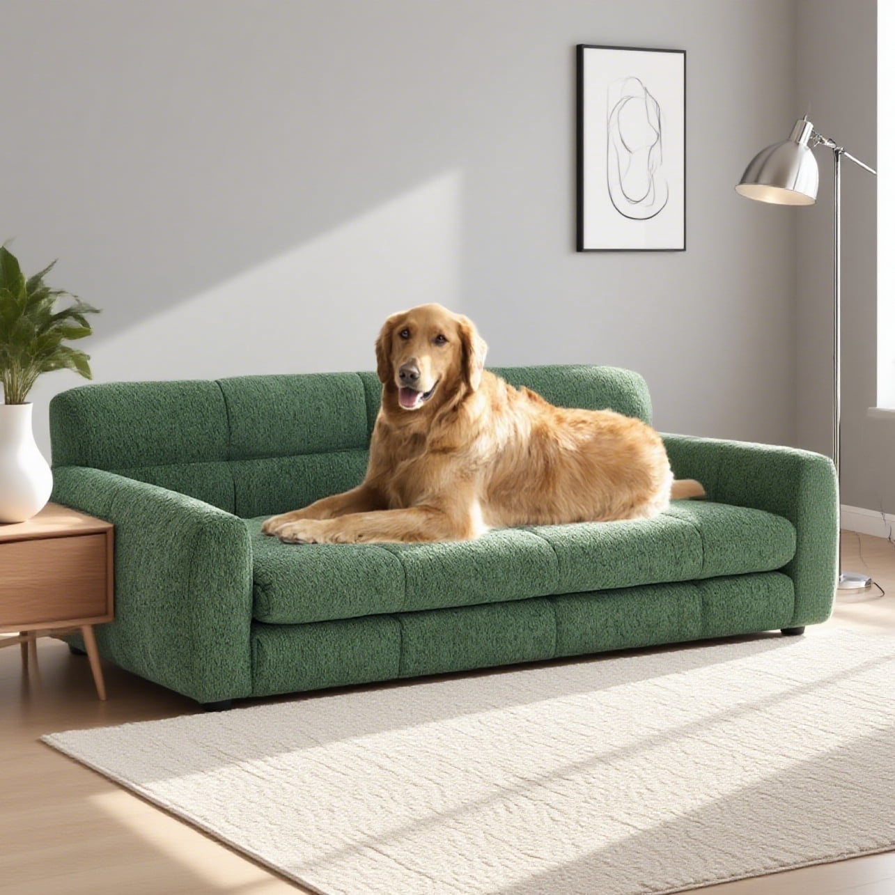 Jakoola 51" Extra-Large Pet Bed Couch, Big Dog Sofa for Large and Oversized Dogs, 43.5" Seat Width, Green