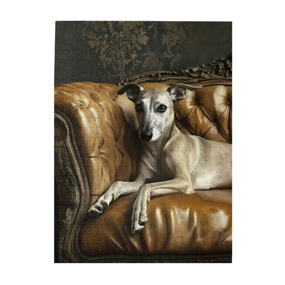 Dog Sofa Relaxation Antique Style 500-Piece Wooden Jigsaw Puzzle for Adults, Fun & Challenging Family Game, Stylish Wall Decor & Holiday Gift