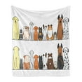 thumbnail image 1 of Dog Soft Flannel Fleece Blanket, Multicultural Dog Family in a Row from Back and Front Views Companionship Comic Art, Cozy Plush for Indoor and Outdoor Use, 60" x 80", Yellow Brown, by Ambesonne, 1 of 5